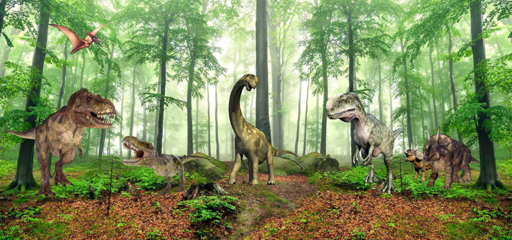 Skupina dinosaurů v lese Skupina dinosaurů v lese