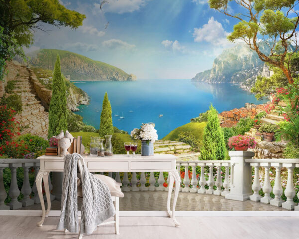 Balkon s výhledem na jezero a stromy Balkon s výhledem na jezero a stromy