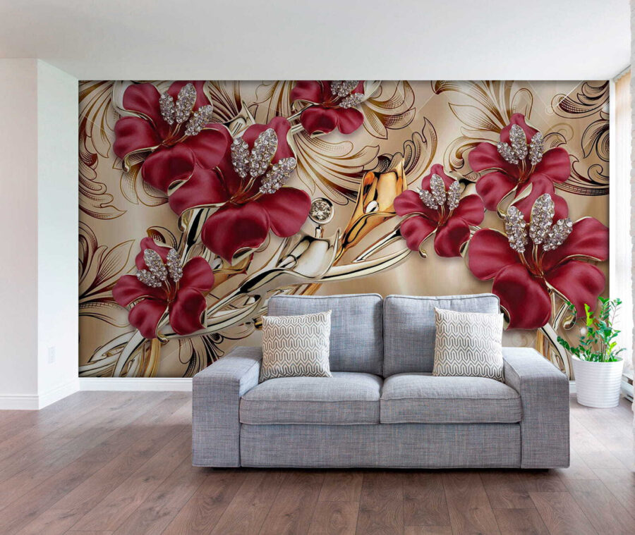 Fototapeta Elegantní květinový design se složitými detaily. - Image 5