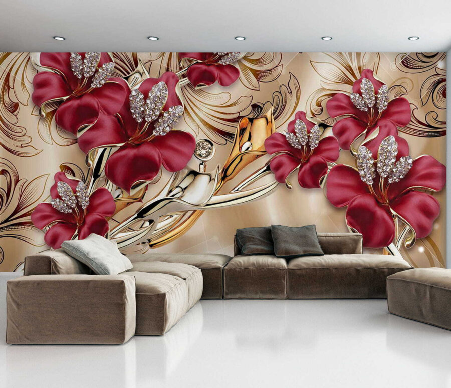 Fototapeta Elegantní květinový design se složitými detaily. - Image 6