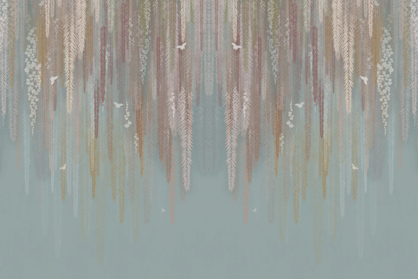 Wallpaper with a pattern of leaves and birds Wallpaper with a pattern of leaves and birds