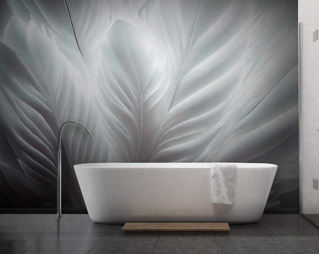 Delicate white feather textures intertwining