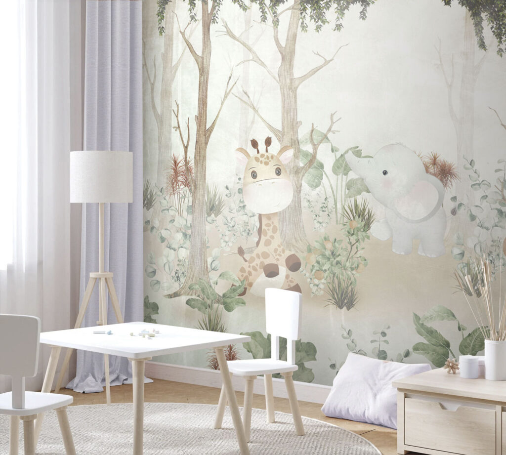 Wallpaper with animals in the forest