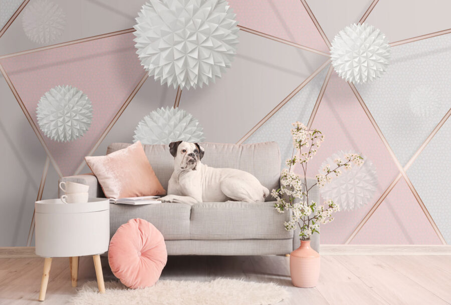 Bílý a růžový geometrický design Bílý a růžový geometrický design