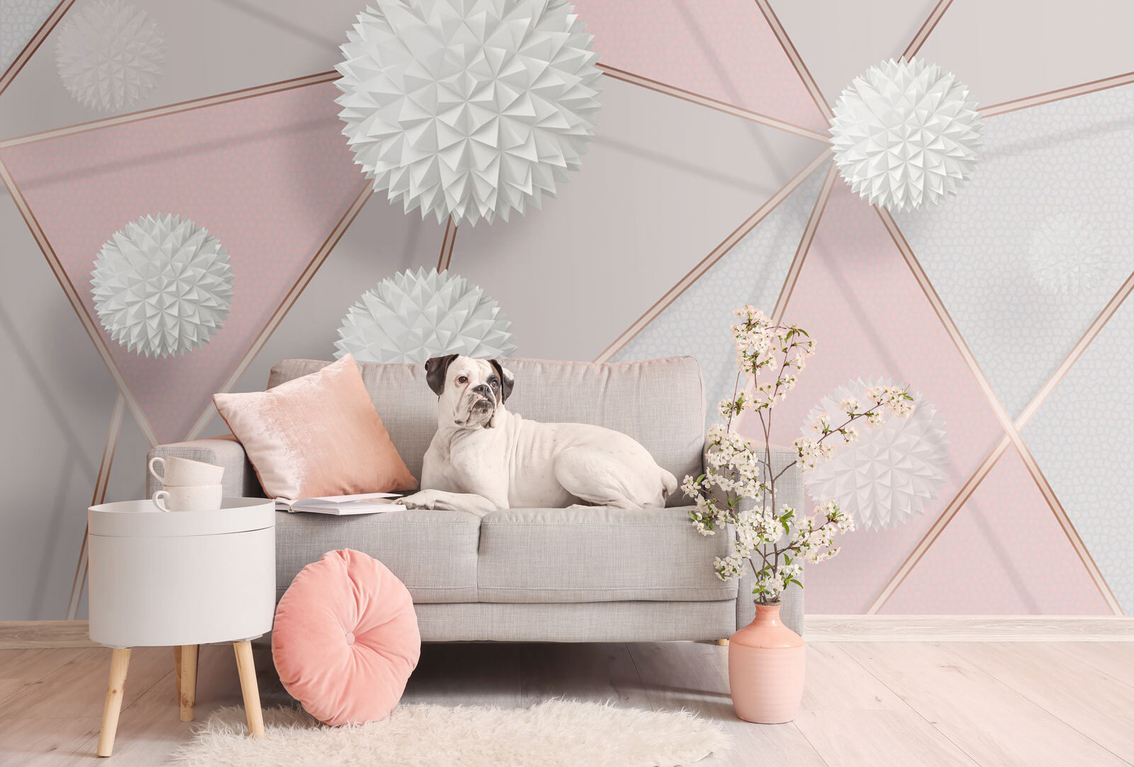 Bílý a růžový geometrický design u73966pig1m - Bílý a růžový geometrický design - tegory