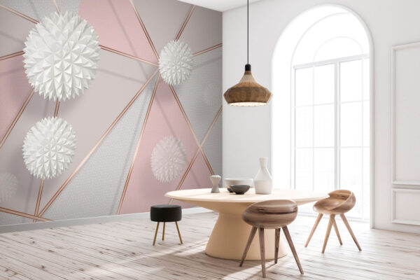 Bílý a růžový geometrický design Bílý a růžový geometrický design