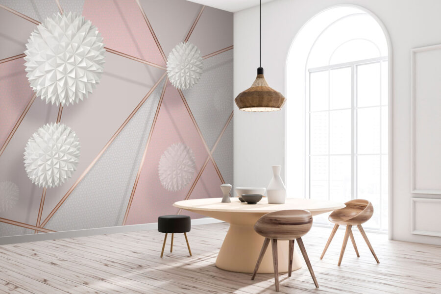 Bílý a růžový geometrický design Bílý a růžový geometrický design
