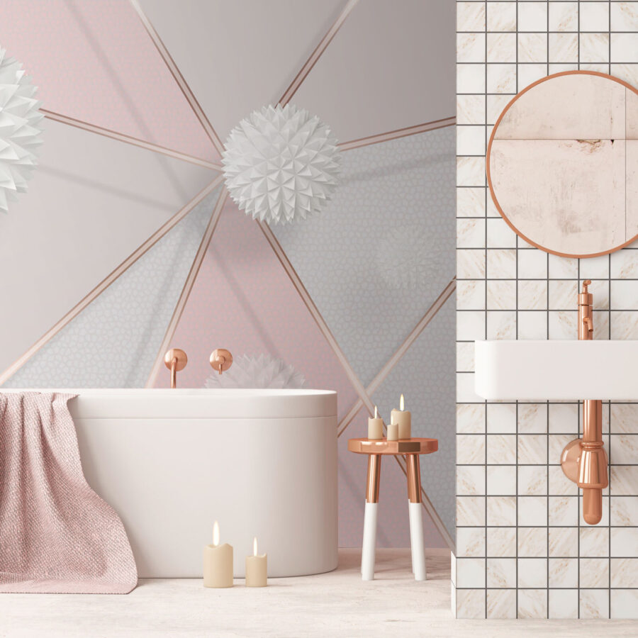 Bílý a růžový geometrický design Bílý a růžový geometrický design