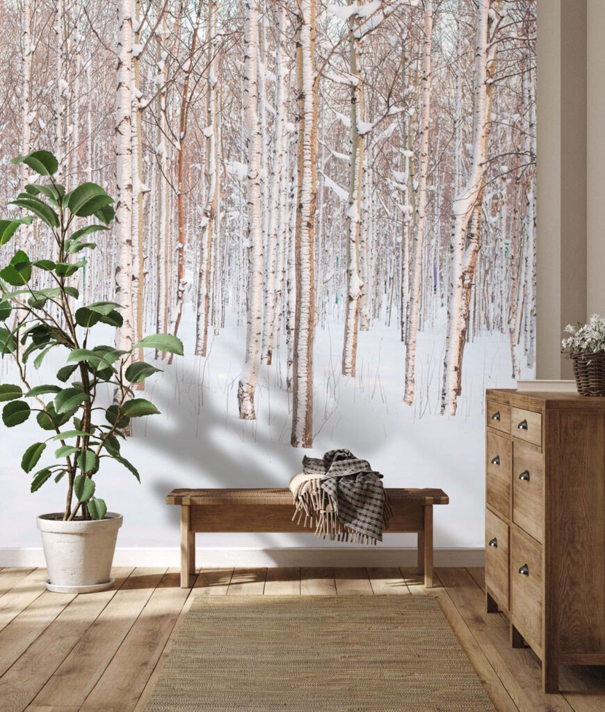 Group of trees in a snowy forest Group of trees in a snowy forest