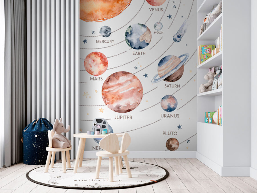 Akvarel planet a hvězd