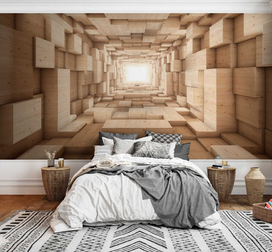 Tunel z dřevěných bloků