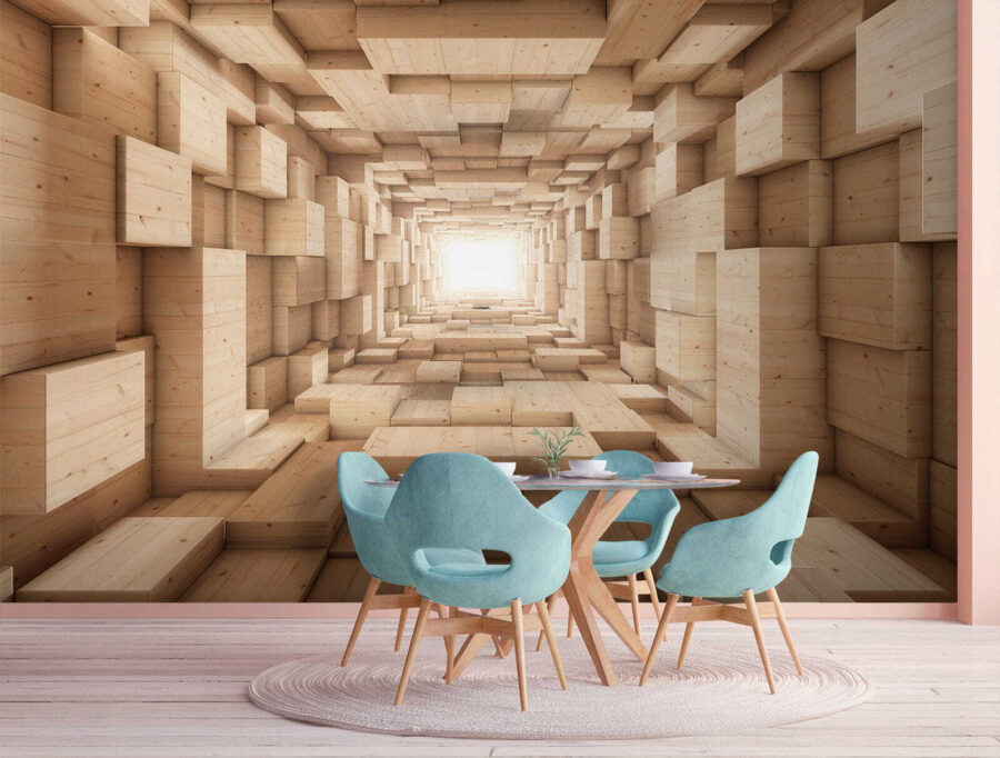 Tunel z dřevěných bloků