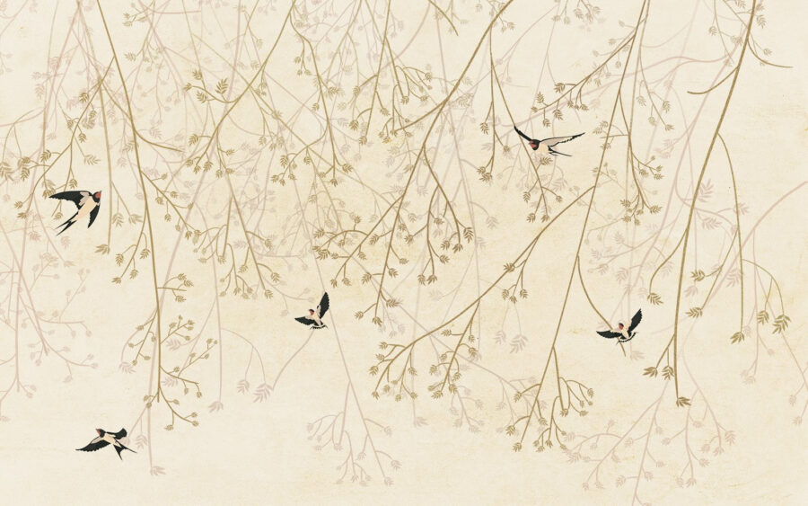 Birds flying in the branches of a tree Birds flying in the branches of a tree