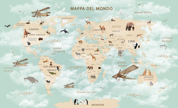 Mapa světa se zvířaty Mapa světa se zvířaty