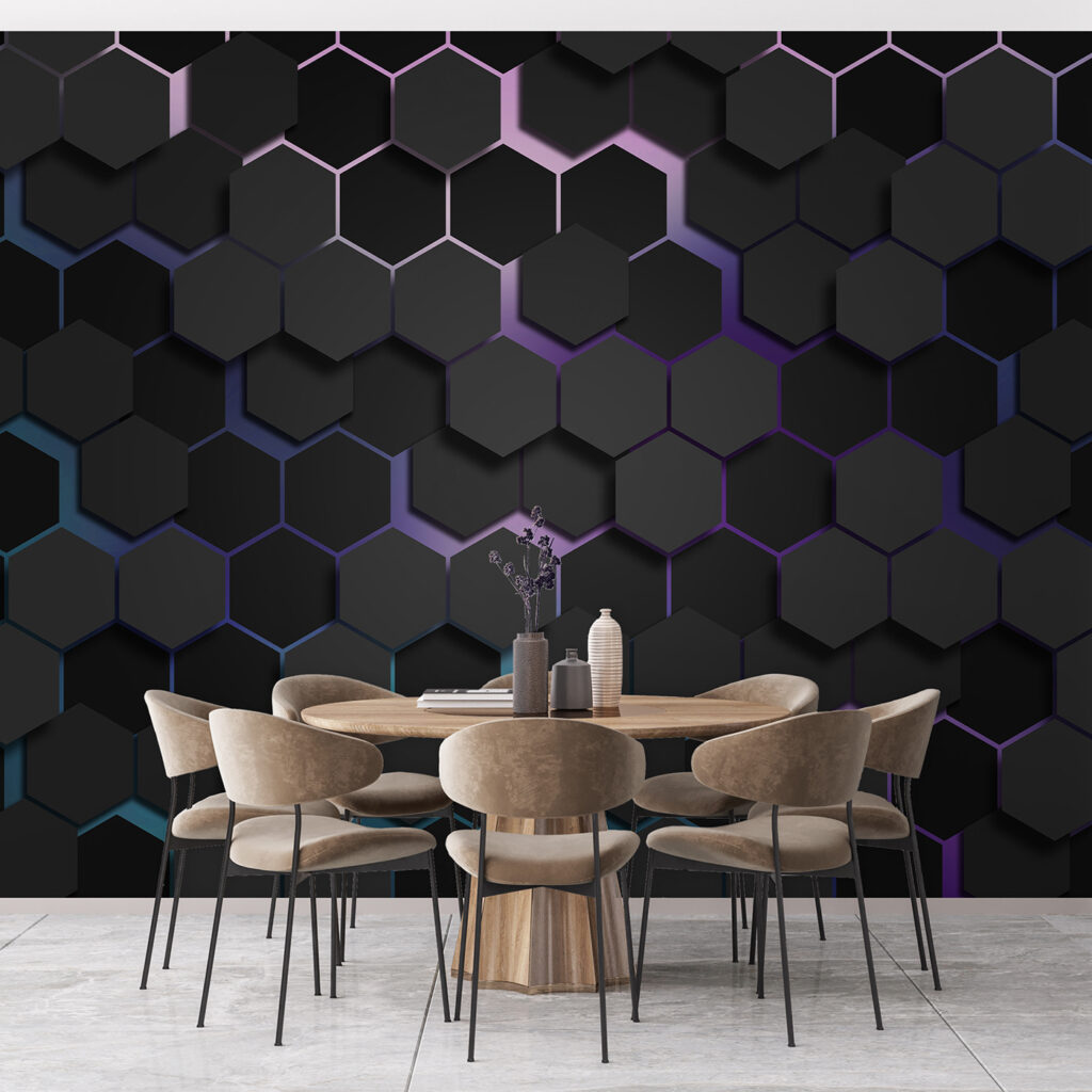 A group of black hexagons
