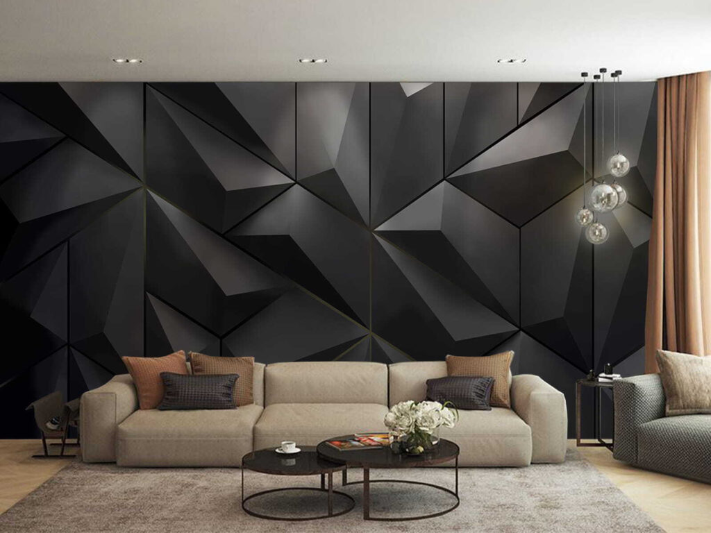 Black wall with many triangles Black wall with many triangles
