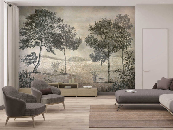 Drawing of trees in a field Drawing of trees in a field