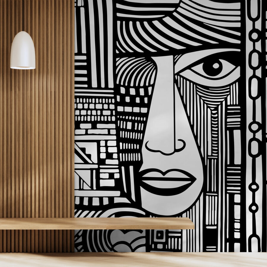 Fototapeta Černobílá kresba obličeje - Image 2