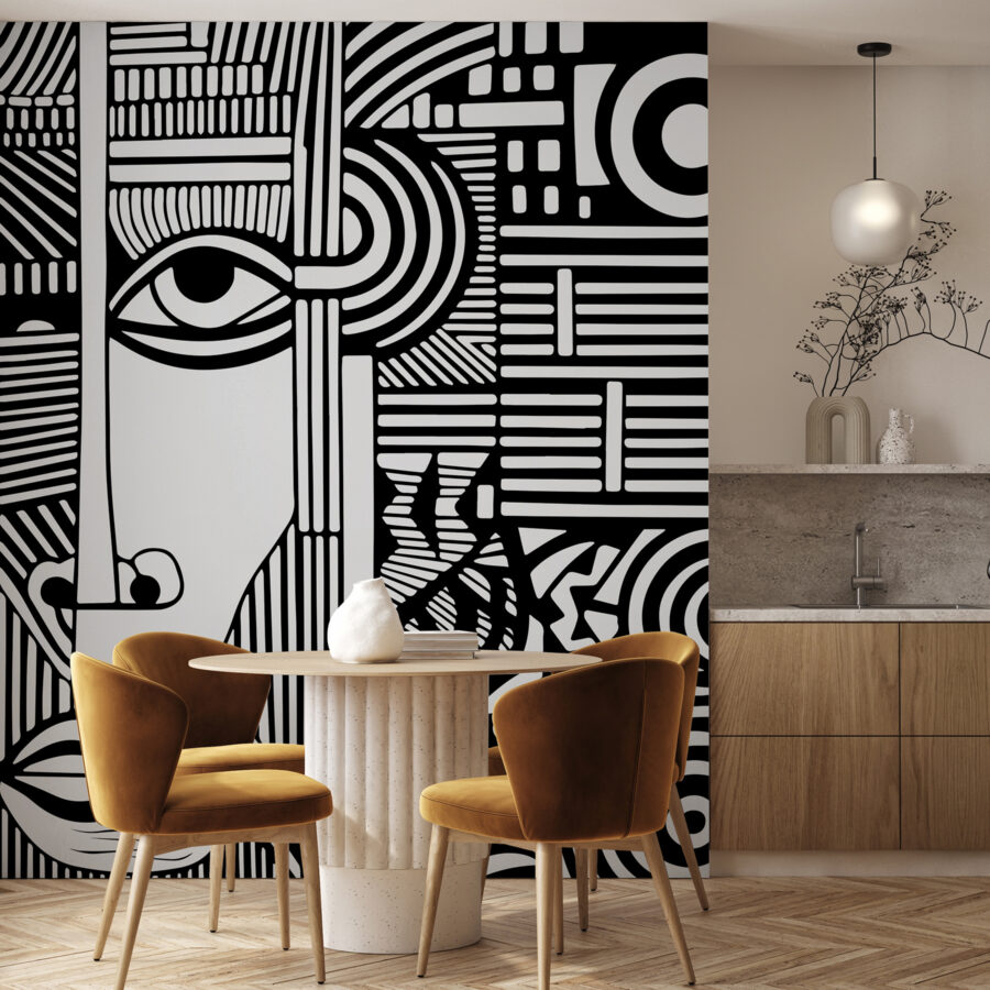 Fototapeta Černobílá kresba obličeje - Image 2