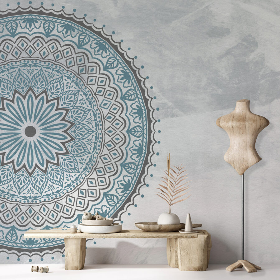 Modrá a šedá mandala