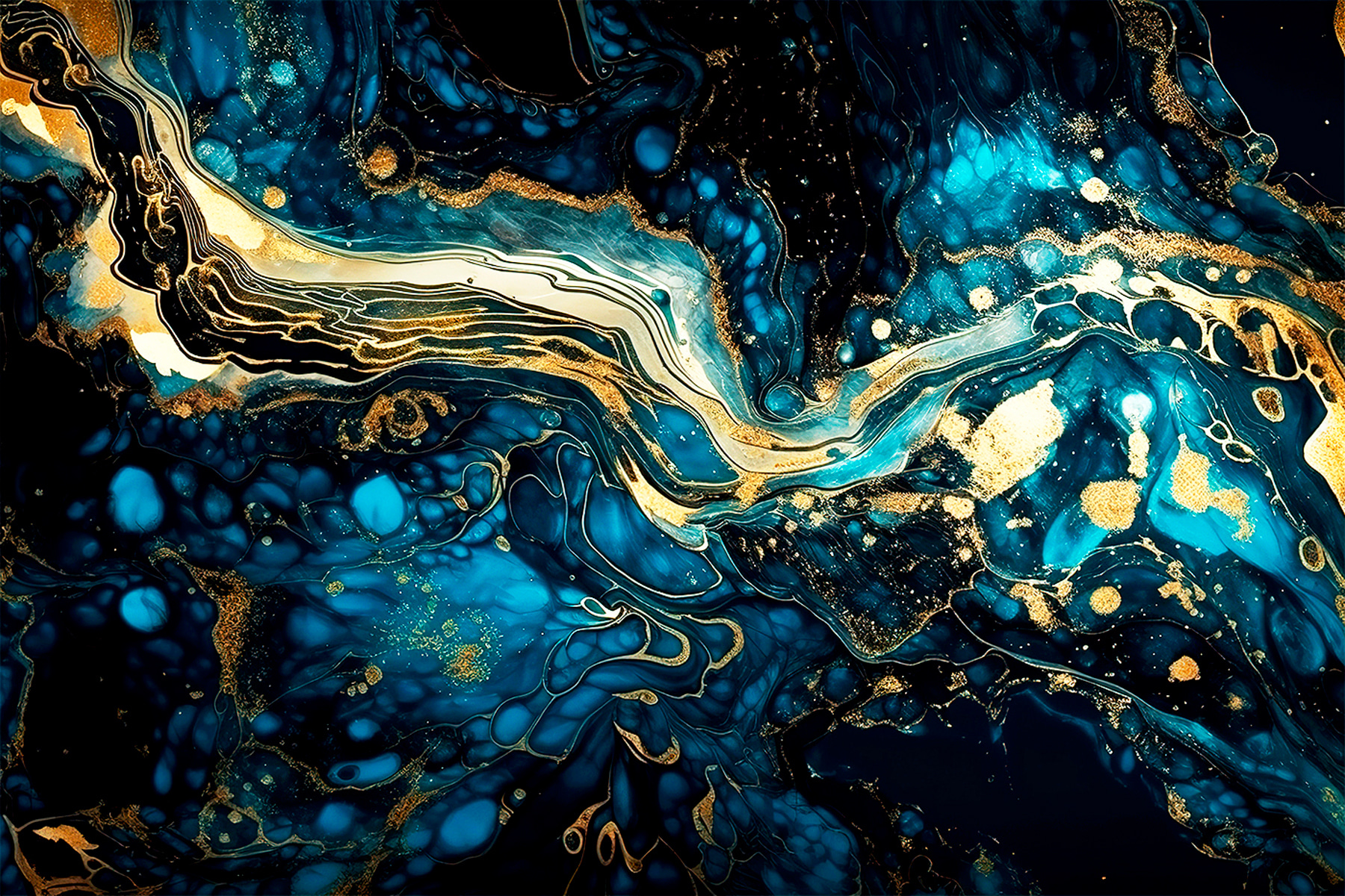 Azure currents embracing metallic hues