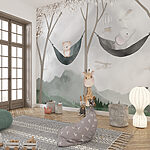 Fototapeta Žirafa a medvěd v houpacích sítích