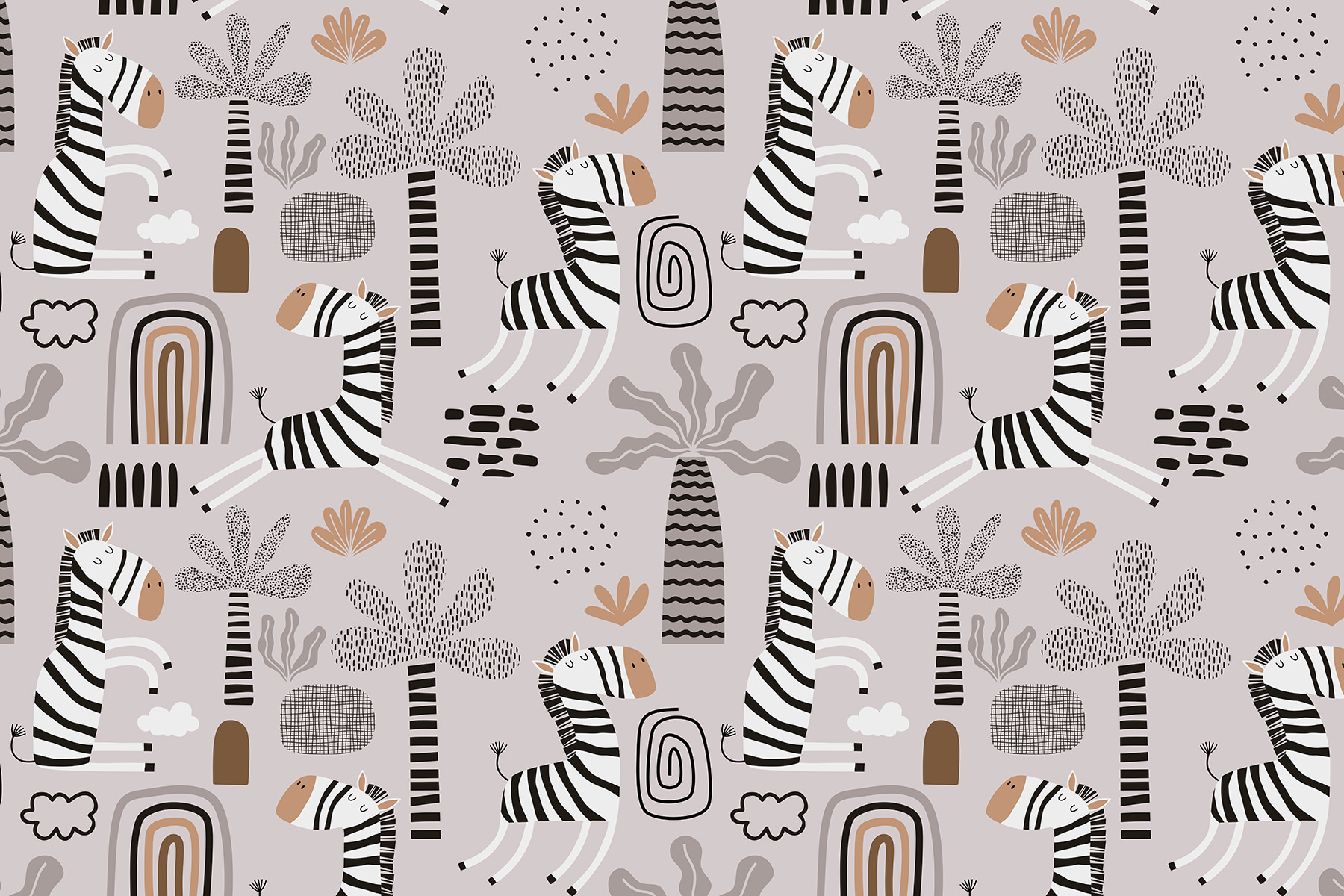 A pattern of zebras and trees A pattern of zebras and trees