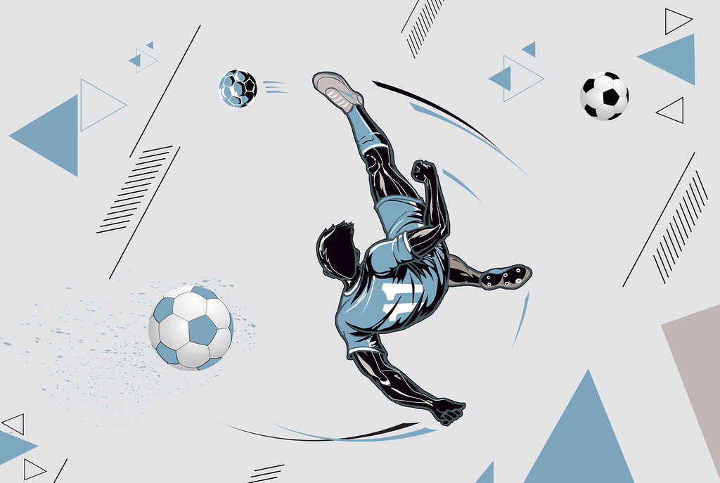 Fotbalista kopající do míče Fotbalista kopající do míče