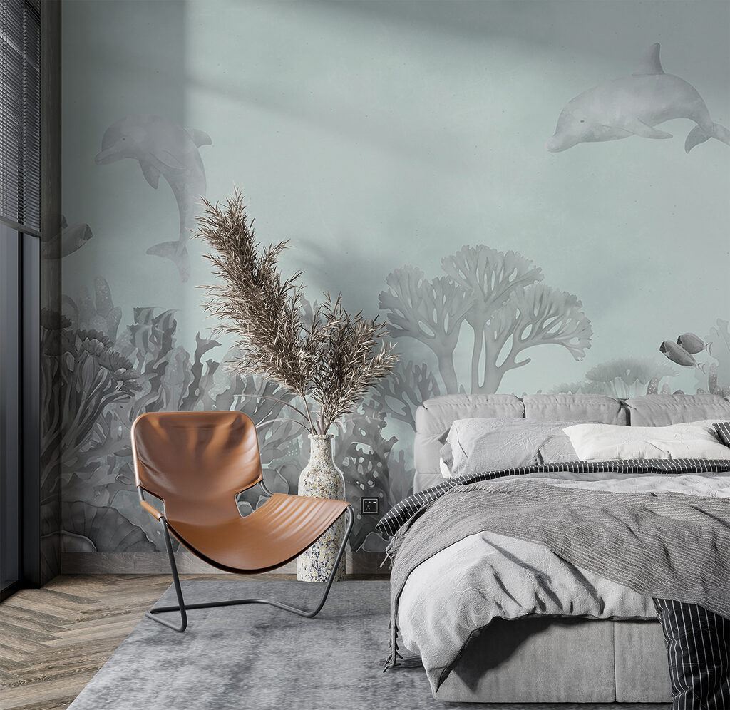 A group of dolphins swimming in the ocean A group of dolphins swimming in the ocean