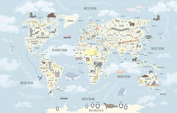 Mapa světa se zvířaty Mapa světa se zvířaty