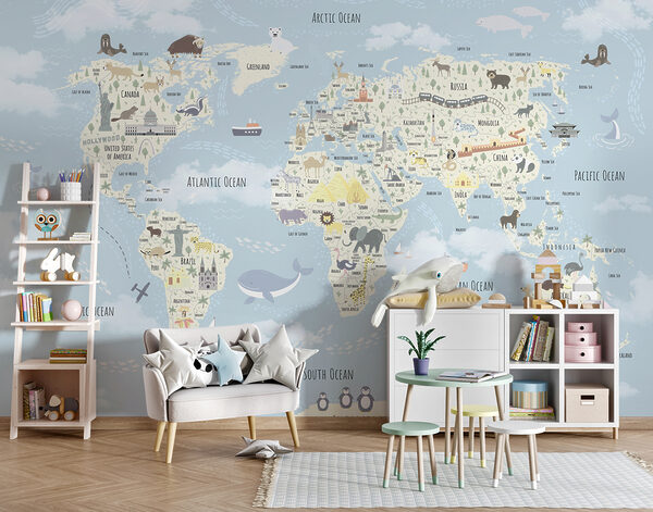 Mapa světa se zvířaty Mapa světa se zvířaty