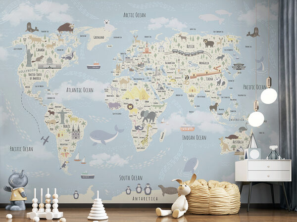 Mapa světa se zvířaty Mapa světa se zvířaty