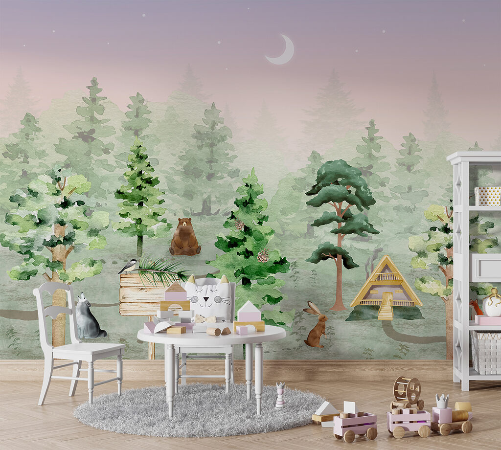 A group of animals in a forest