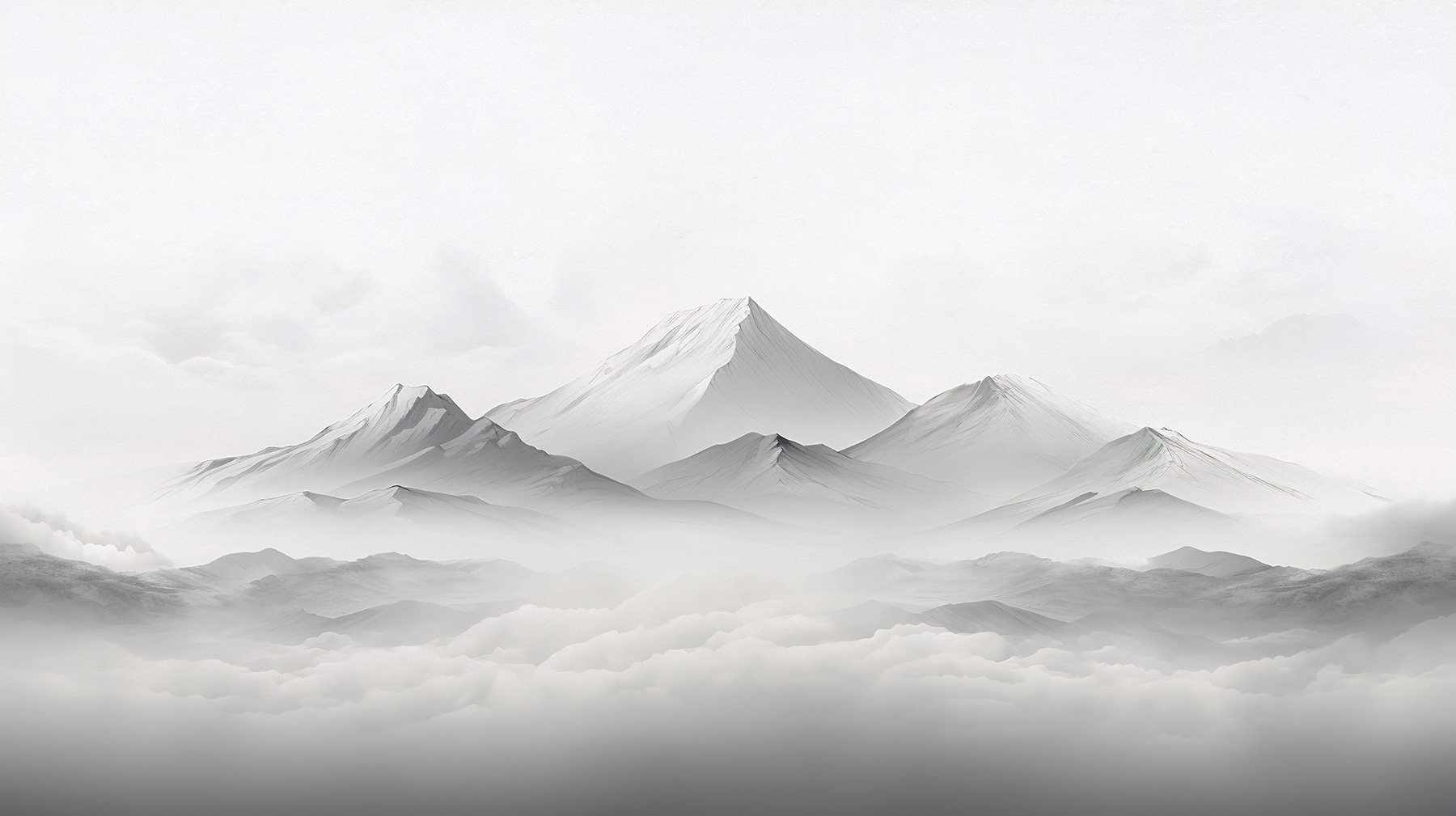 A mountain range with clouds