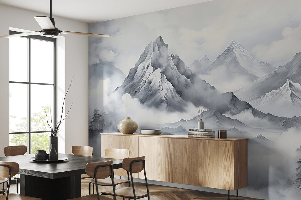 A landscape of mountains and clouds A landscape of mountains and clouds