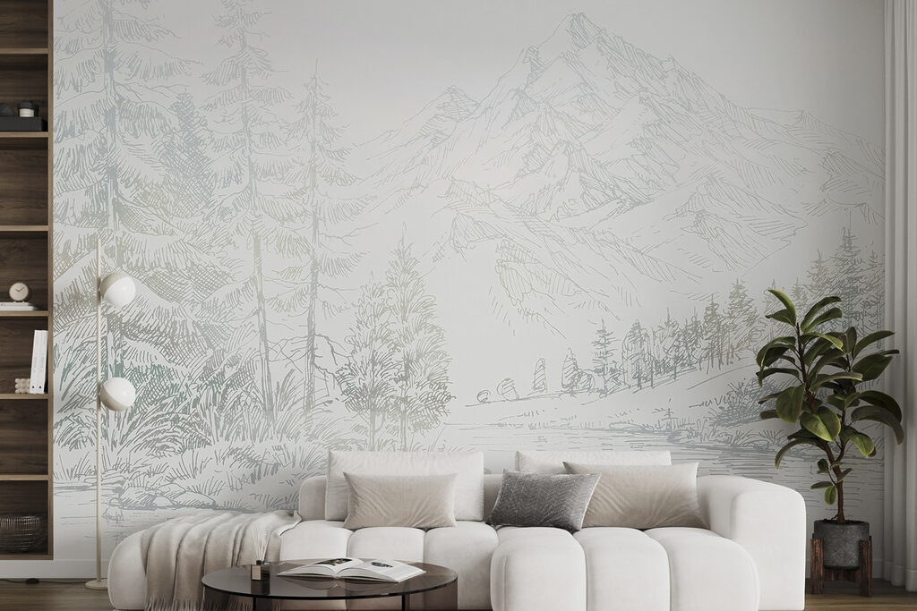 A river with trees and mountains in the background A river with trees and mountains in the background