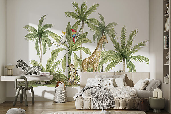 A group of animals in a jungle A group of animals in a jungle
