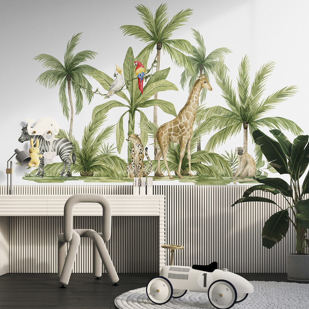 A group of animals in a jungle