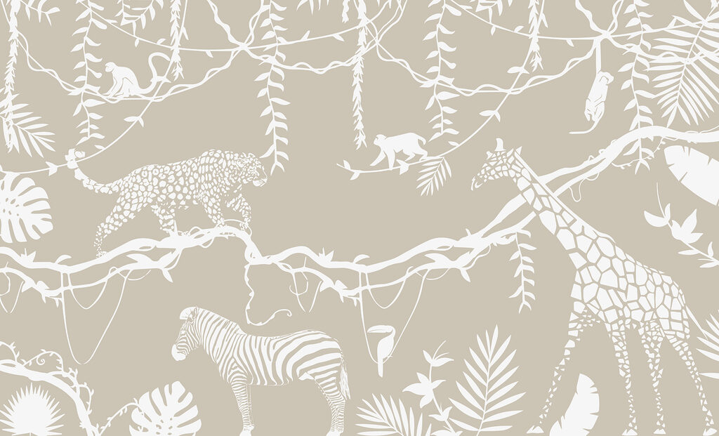A wallpaper with animals and plants