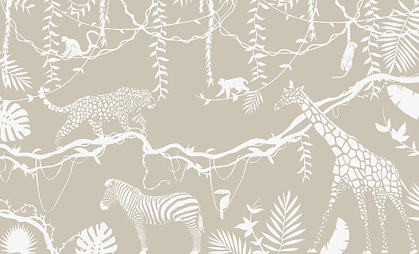 A wallpaper with animals and plants