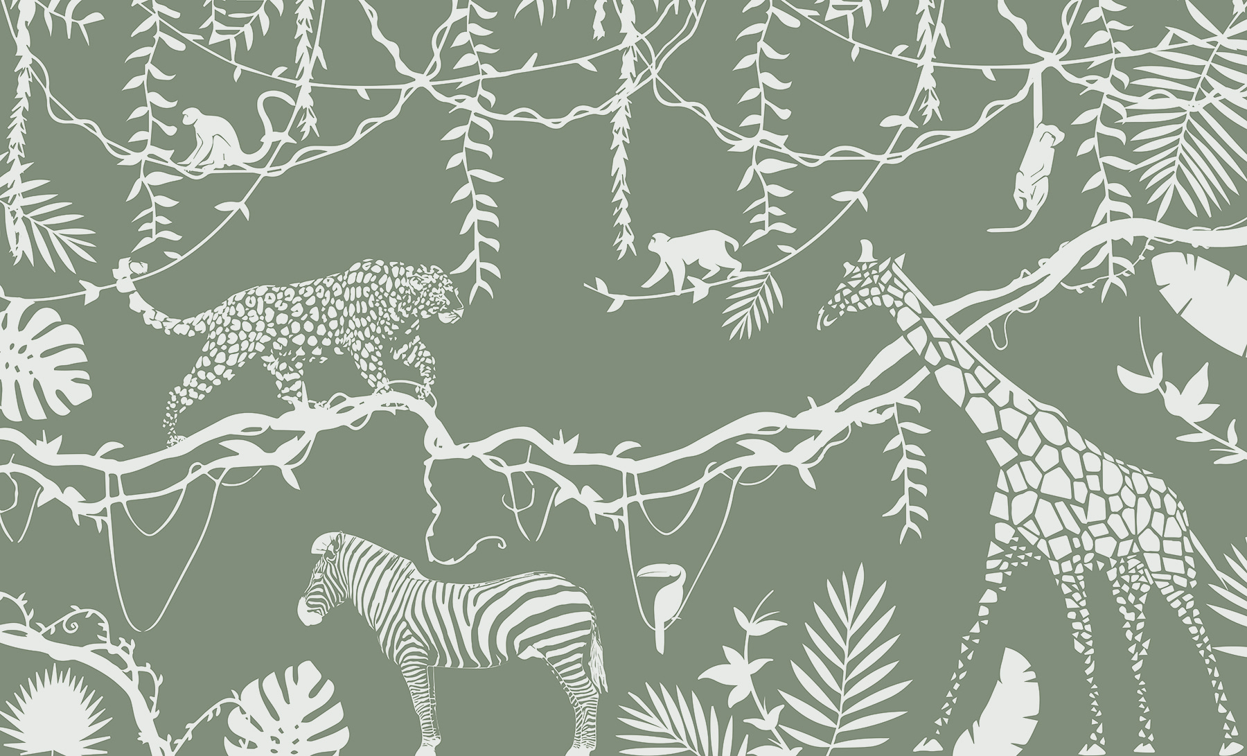 A wallpaper with animals and plants