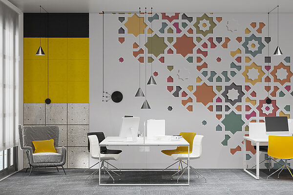 Bílé pozadí s barevným designem Bílé pozadí s barevným designem