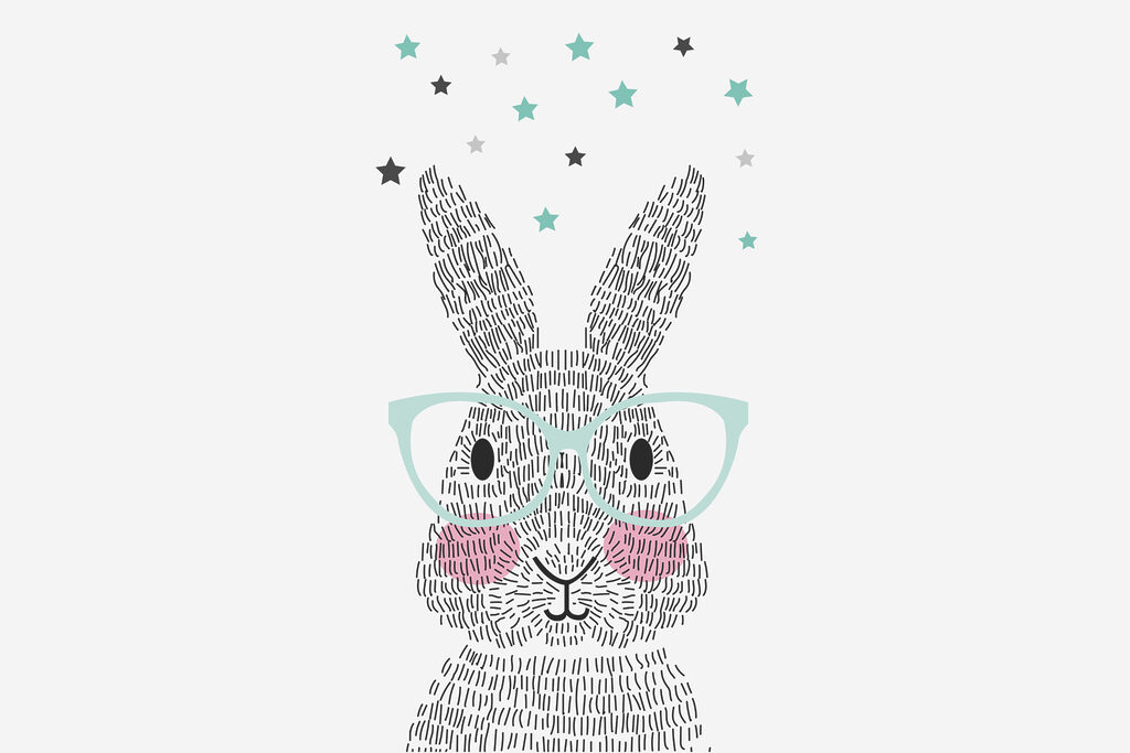 A rabbit wearing glasses