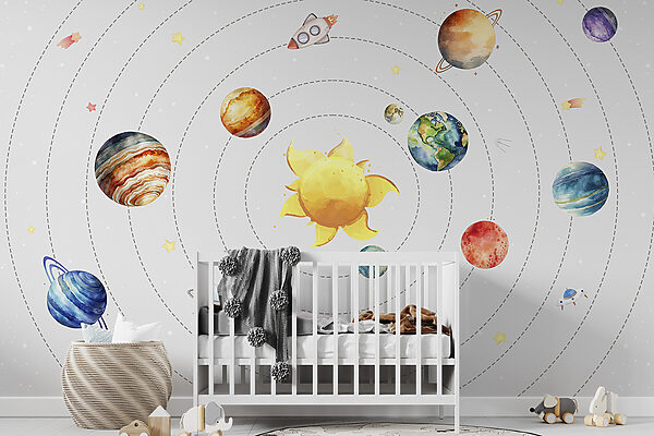 Sluneční soustava s planetami a hvězdami Sluneční soustava s planetami a hvězdami