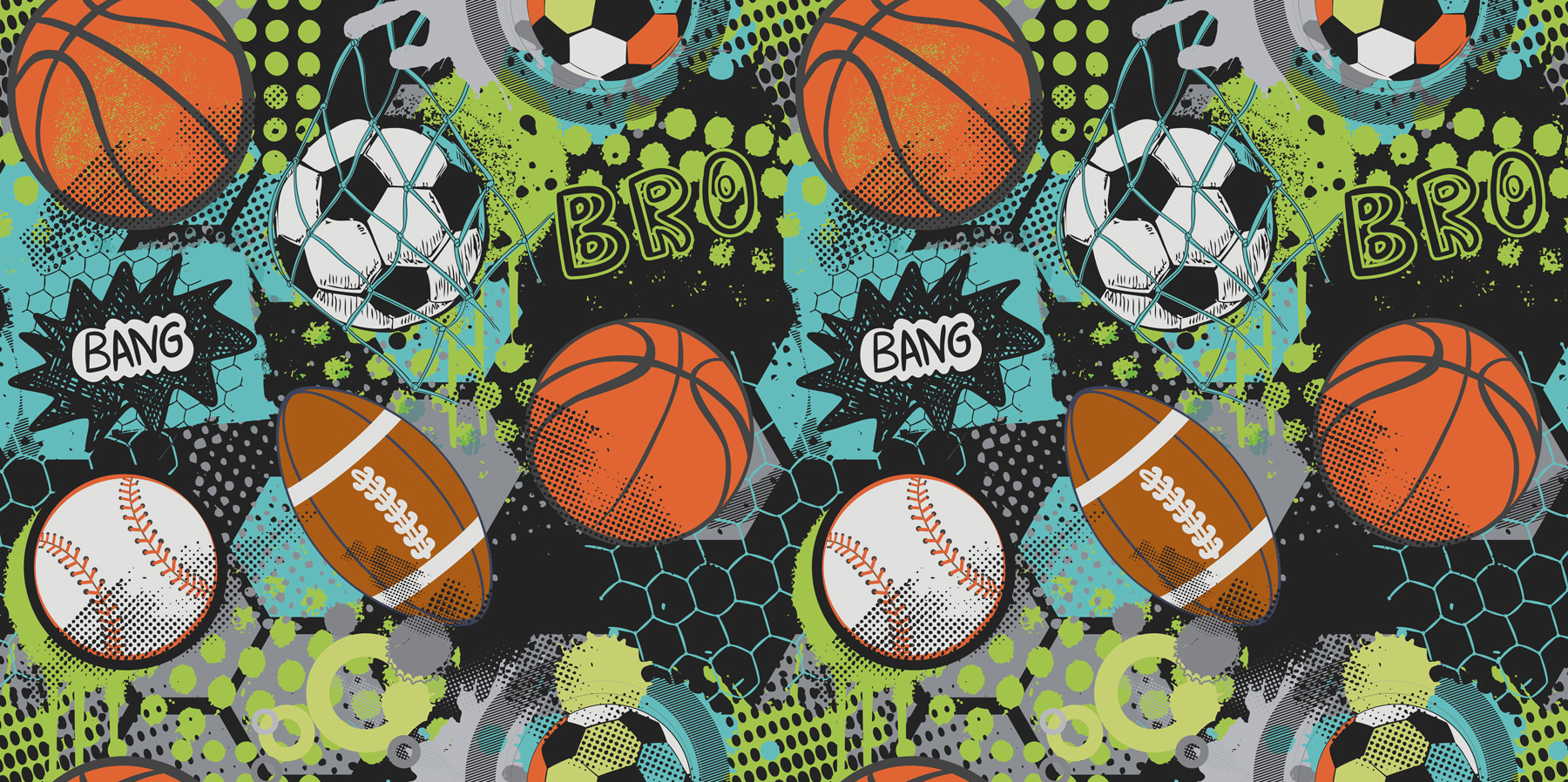 A pattern of sports balls A pattern of sports balls