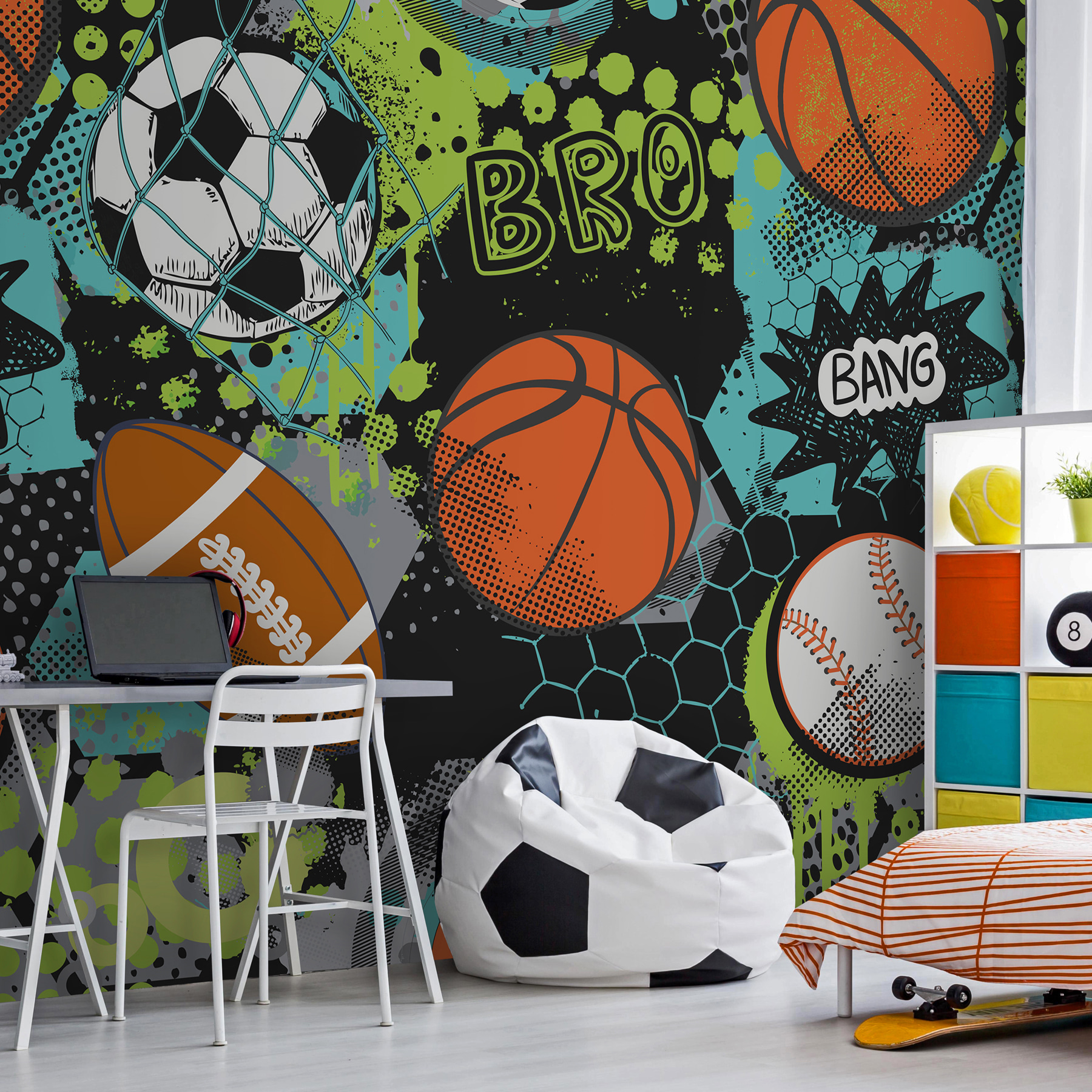 A pattern of sports balls