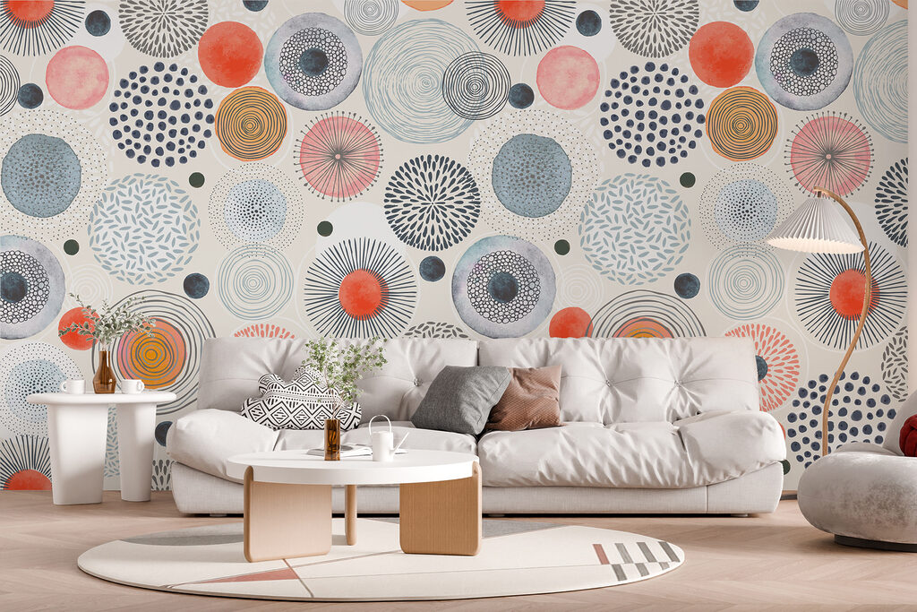 A pattern of colorful circles and dots A pattern of colorful circles and dots