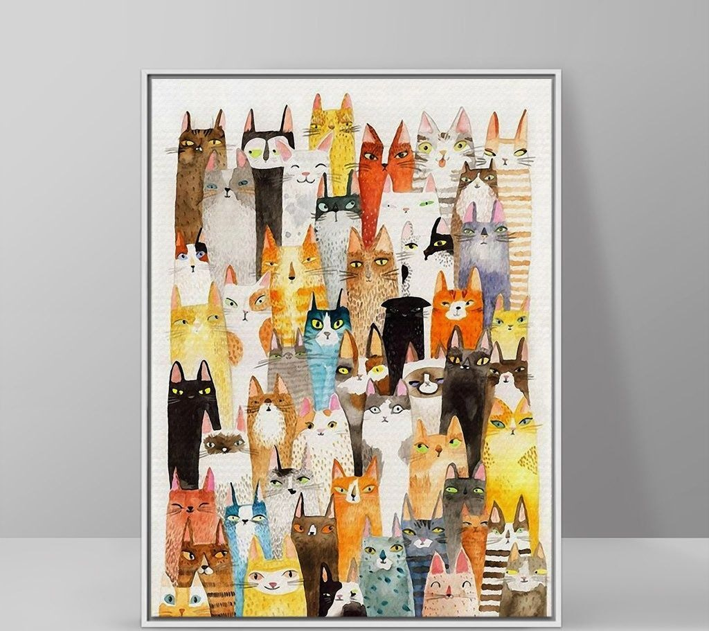 A group of cats in a large group