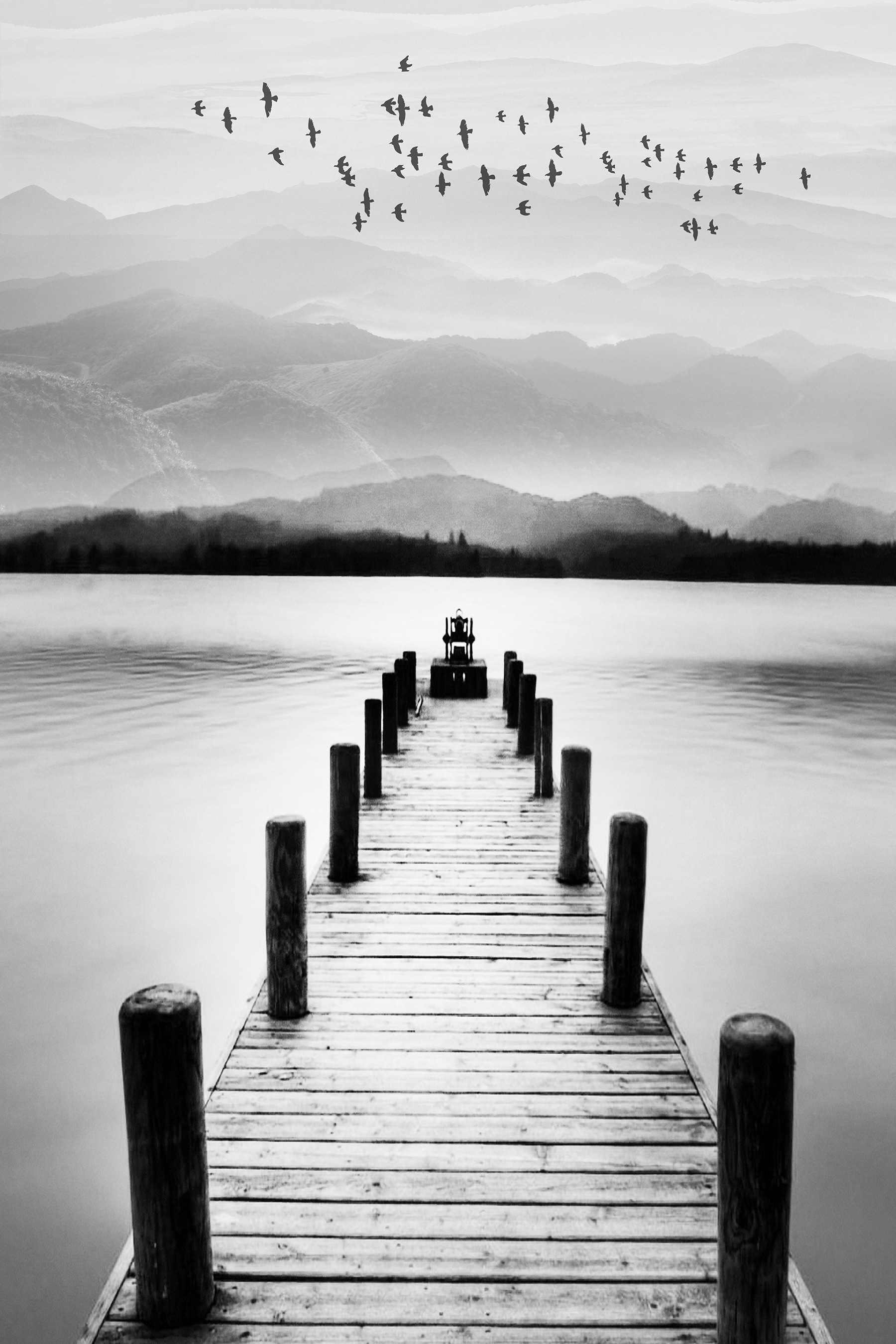 A dock on a lake