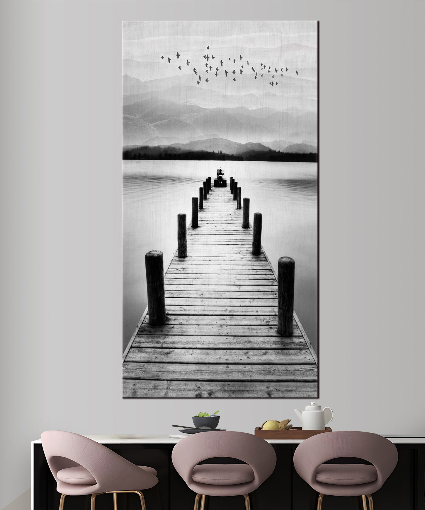 A dock on a lake A dock on a lake